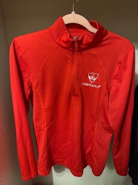 TopGolf Women's Red Quarter-Zip Button Down Shirt